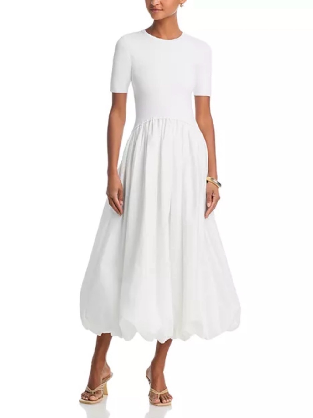 NWT Moon River Bubble Skirt Midi Dress in White Medium - Picture 3 of 15